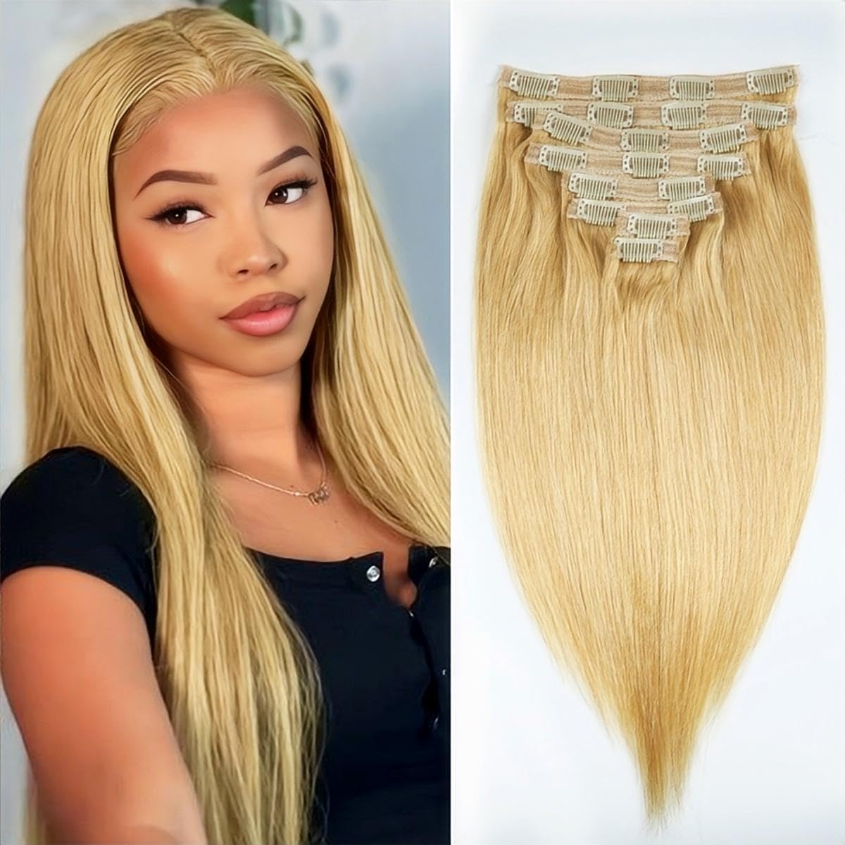 Sexycat Straight Hair Extensions Clip in 14 Inch 8Pcs 100g Clip in Hair Extensions Real Human Hair