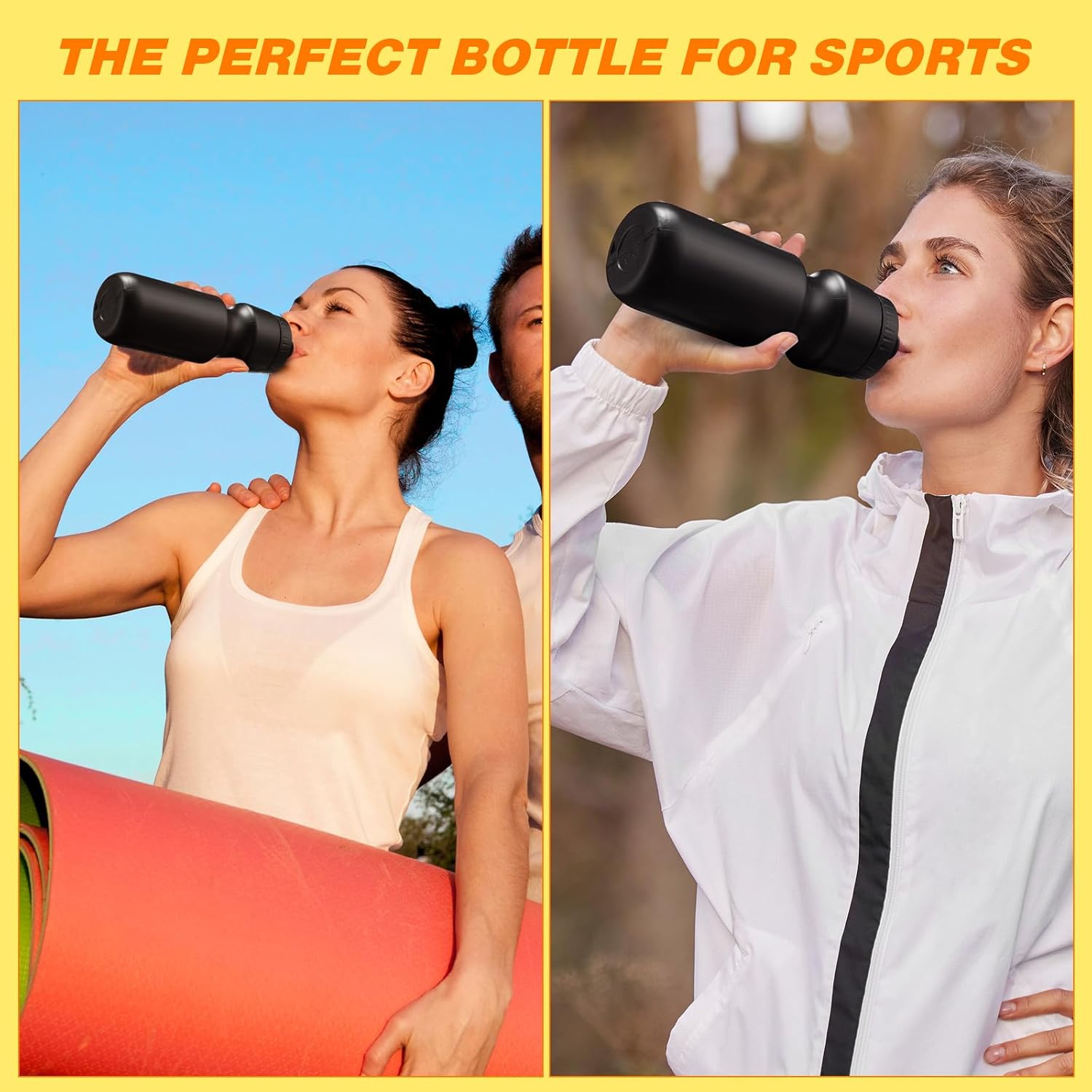Nitial 24 Pcs Sports Water Bottles Bulk 22 oz Squeeze Reusable Sports Water Bottles Blank Plastic Water Bottles with Pull Top Cap for Adults Sports Fitness Bike, Dishwasher Safe