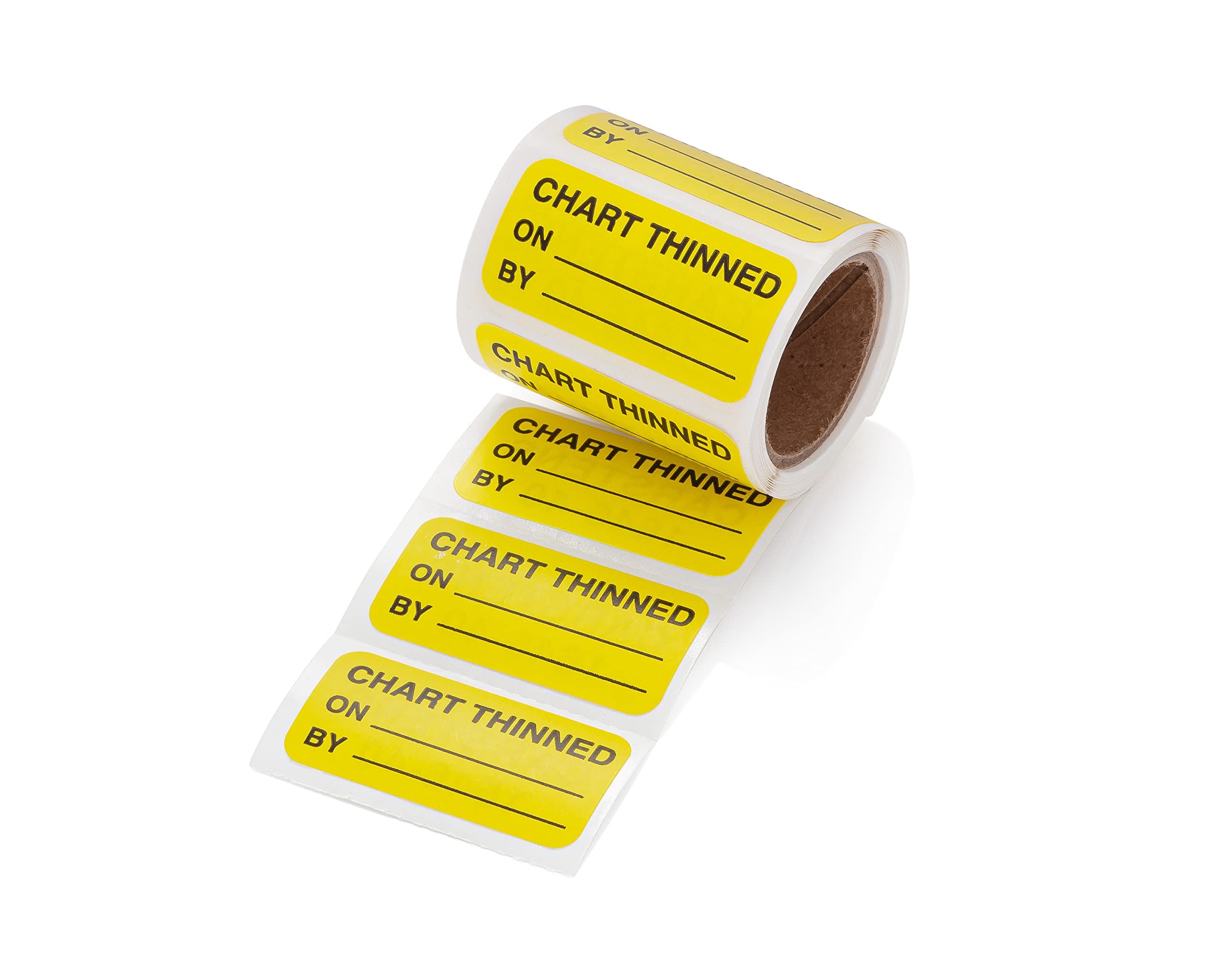 Carstens Medical Stickers – Chart Thinned, On/by Alert and Instruction Labels for Medical Charts, Yellow and Black, Roll of 100 Patient Chart Labels,
