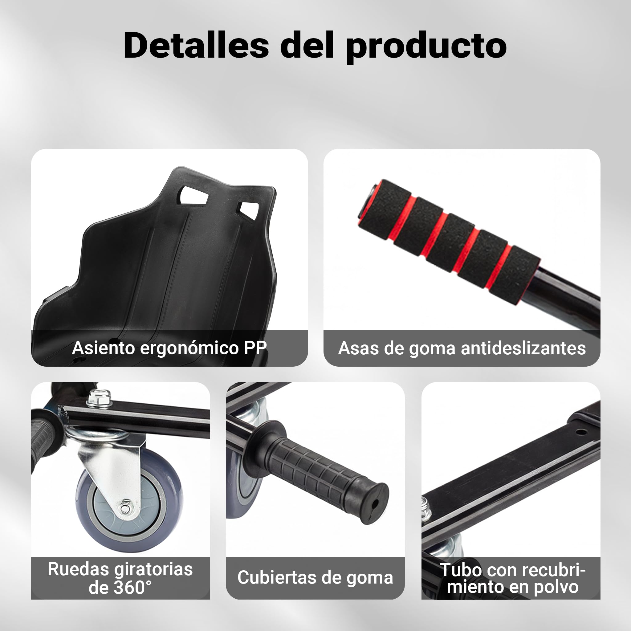 Asiento para patinete de equilibrio en color negro, asiento ajustable para patinete eléctrico
