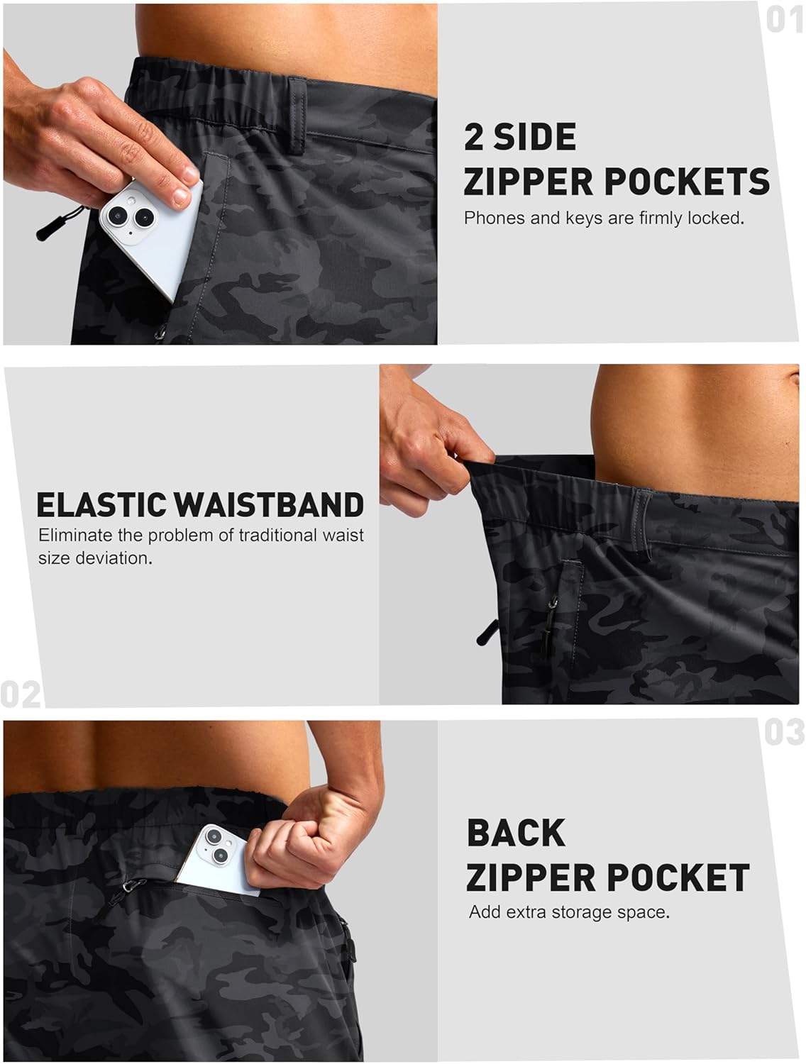 G Gradual Men's Shorts 7"/ 5"/ 9" Lightewight Casual Shorts for Men Hiking Golf Shorts with 3 Zipper Pockets - Image 5