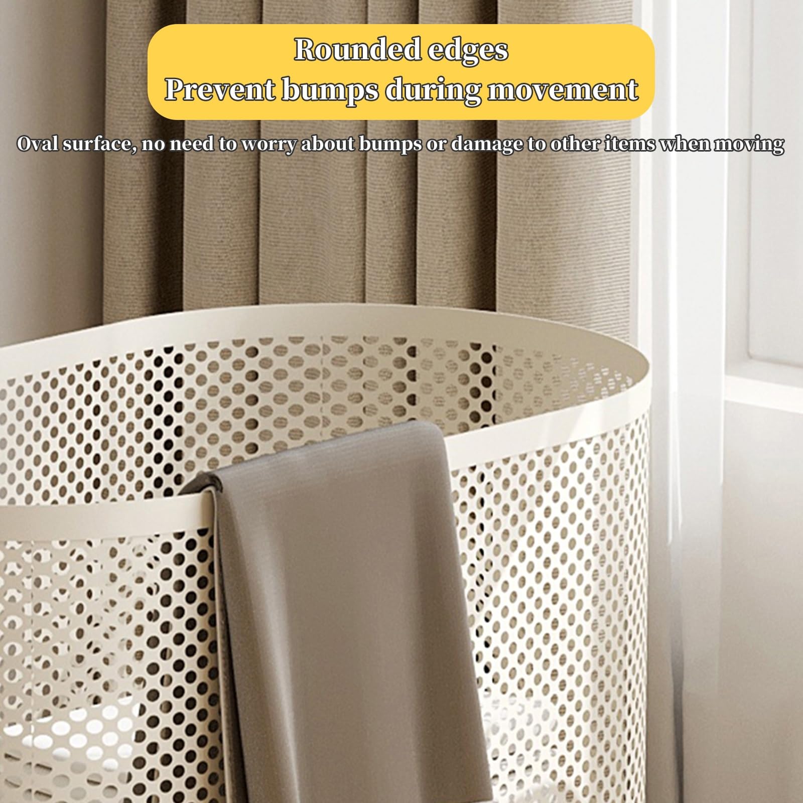 Generisch Dieser Wäschekorb mit Rollen, schlankem ovalem Design und großem Fassungsvermögen ist EIN platzsparender Organizer für Kleidung in Bad, Schlafzimmer und Waschküche.