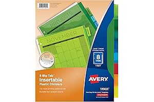 Avery 8-Tab Insertable Binder Dividers for 3-Ring Binders