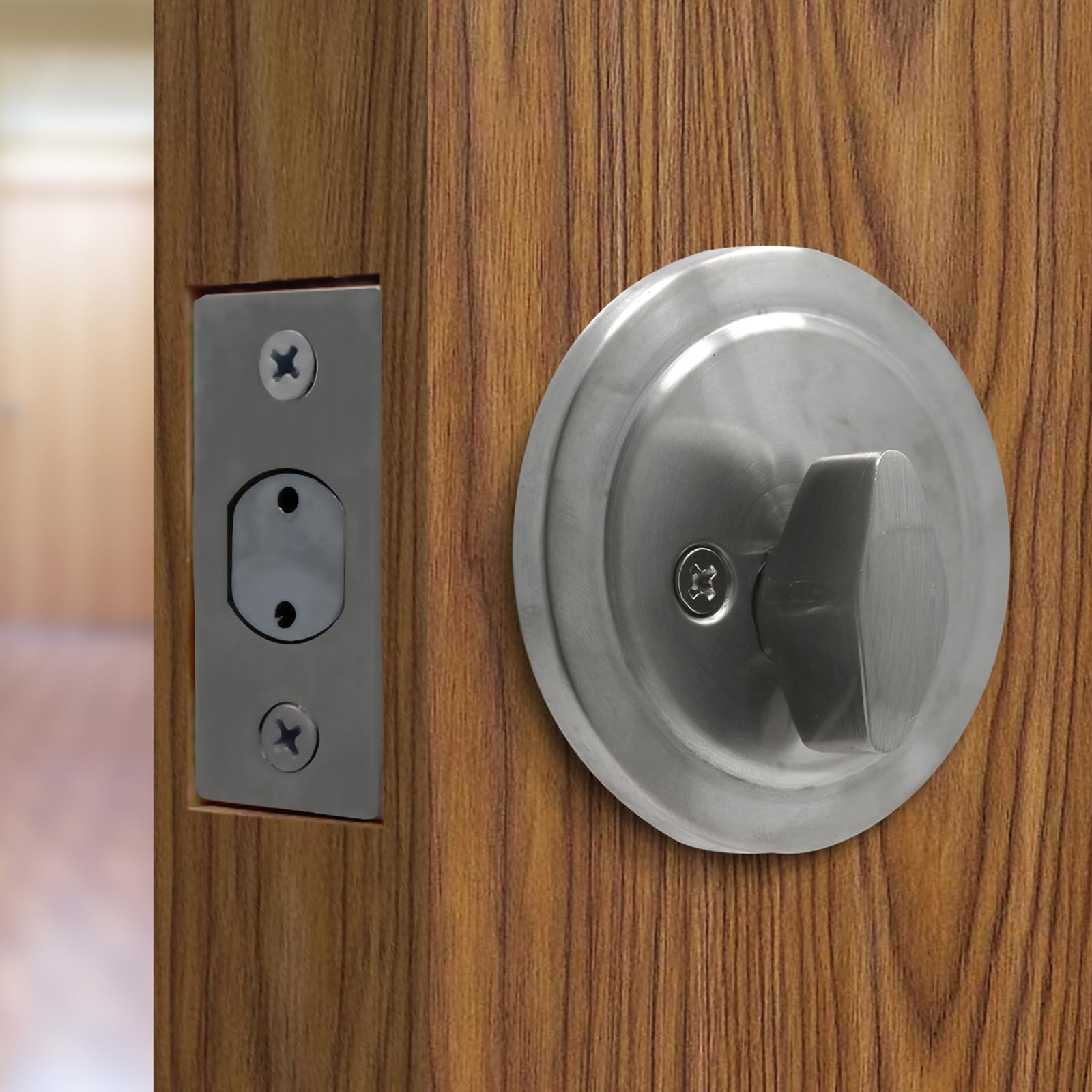 Serratura a cilindro singolo, per porte esterne, serratura con chiave, per camera da letto, facile installazione, include chiavi (nichel satinato)