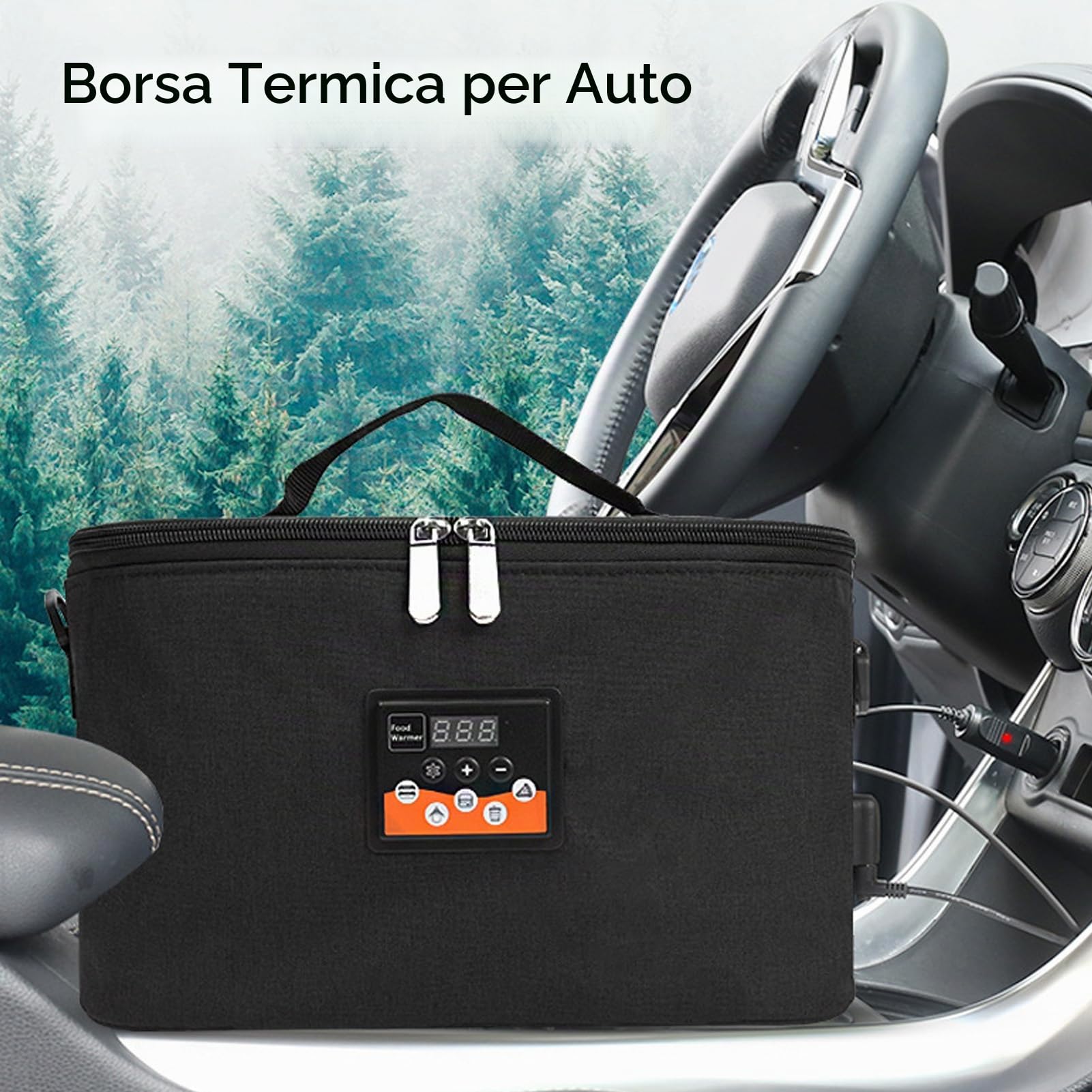Luqeeg Borsa Termica per Auto, Scaldavivande Elettrico, Forno Portatile con Display a Temperatura Regolabile 30w 8l 12v per Cucinare e Riscaldare Gli Alimenti in Auto (BLACK)