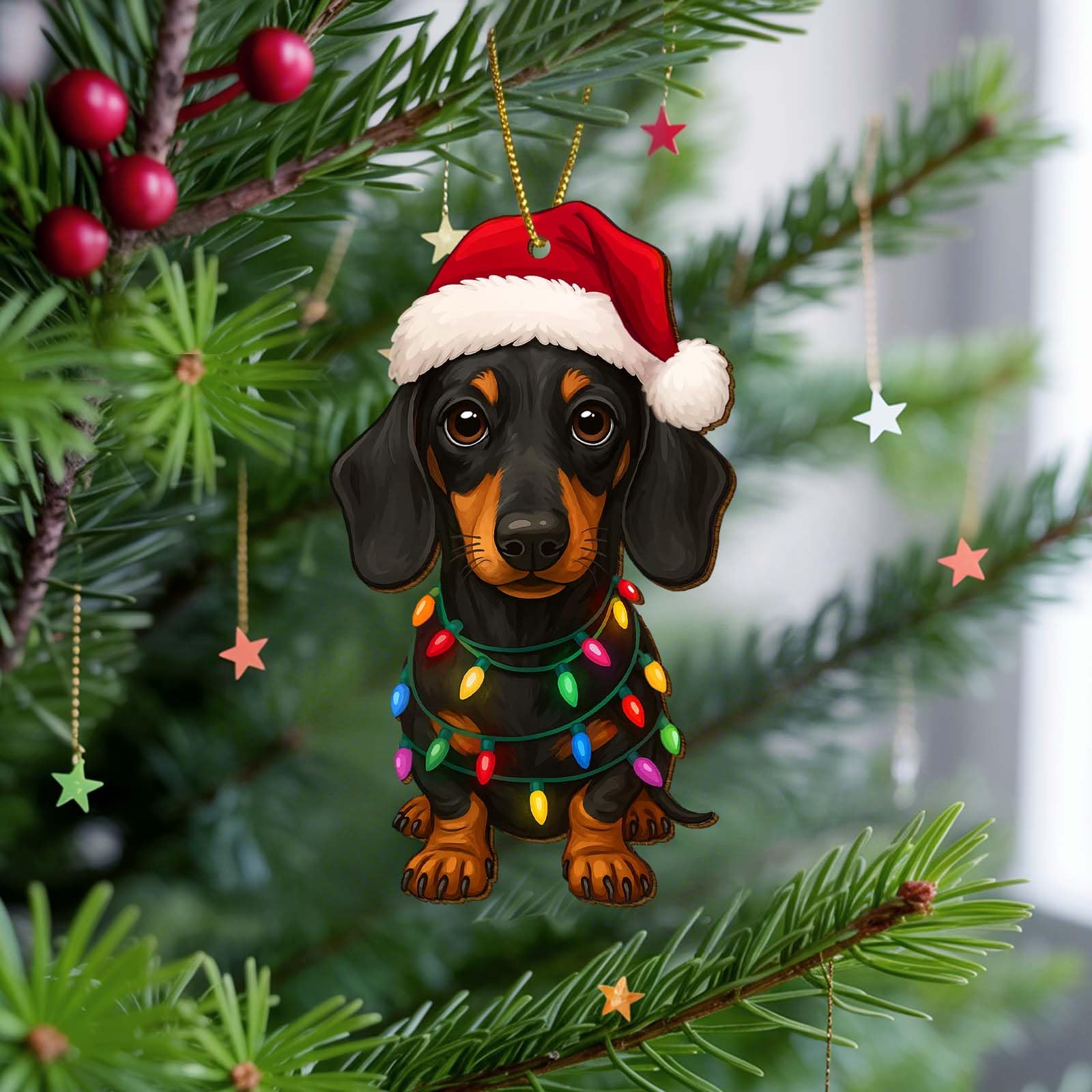 Cute Animal Christmas Ornaments - Wooden Hanging Decorations -7 Cute Animal Christmas Ornaments - Wooden Hanging Decorations -7