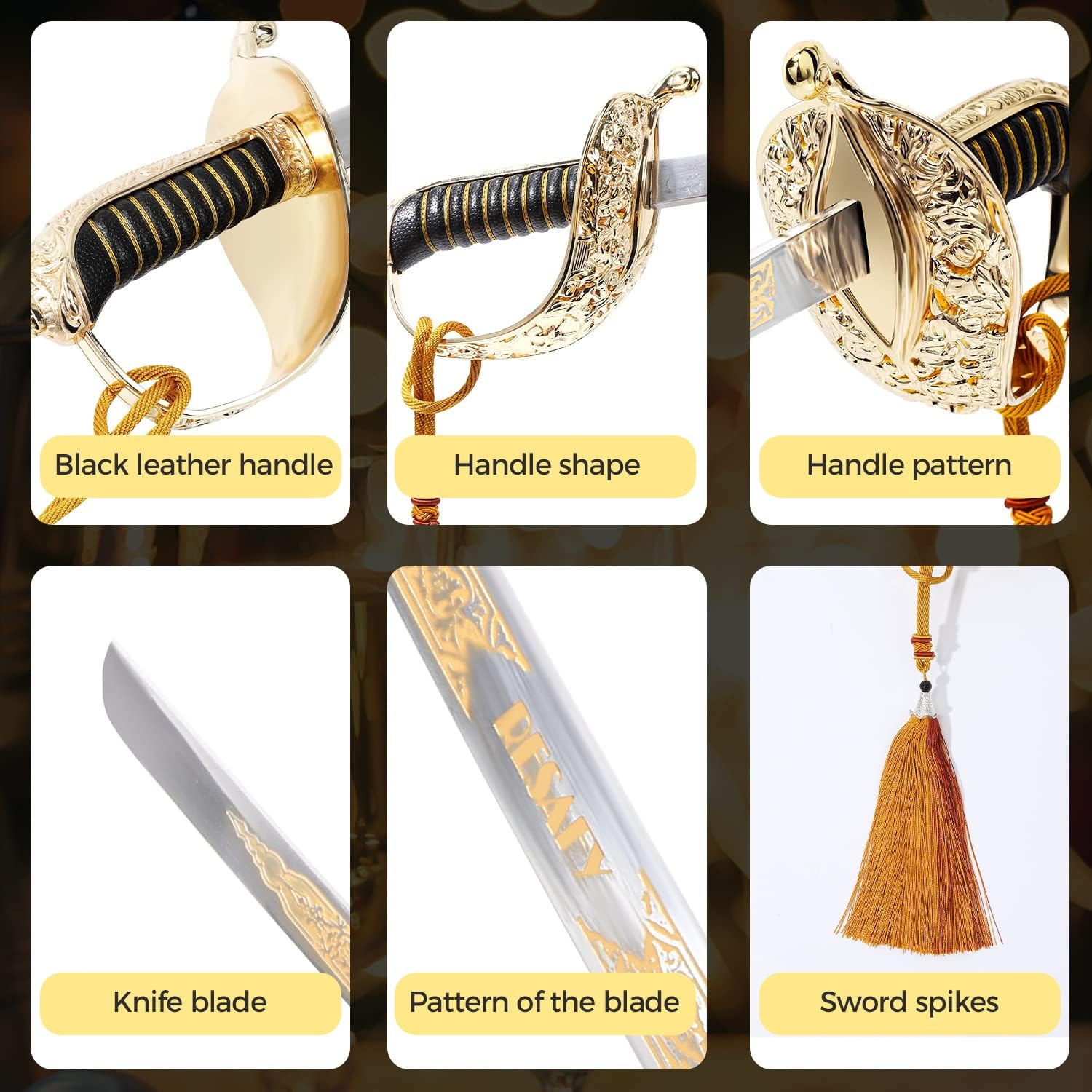 Resafy Champagne Saber Champagne Golden Handle Knife Champagne Sword Champagne Opener With Gift Case for Party Wedding