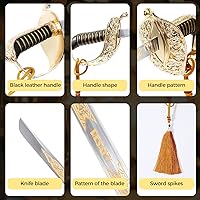 Vista 5 de Resafy Champagne Saber Champagne Golden Handle Knife Champagne Sword Champagne Abridor de champán con estuche de regalo para fiesta de boda