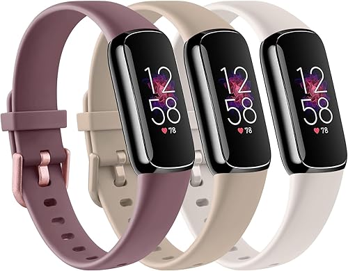 Paquete de 3 correas Fitbit Luxe compatibles con Fitbit Luxe, correas de repuesto de silicona suave para mujeres y hombres