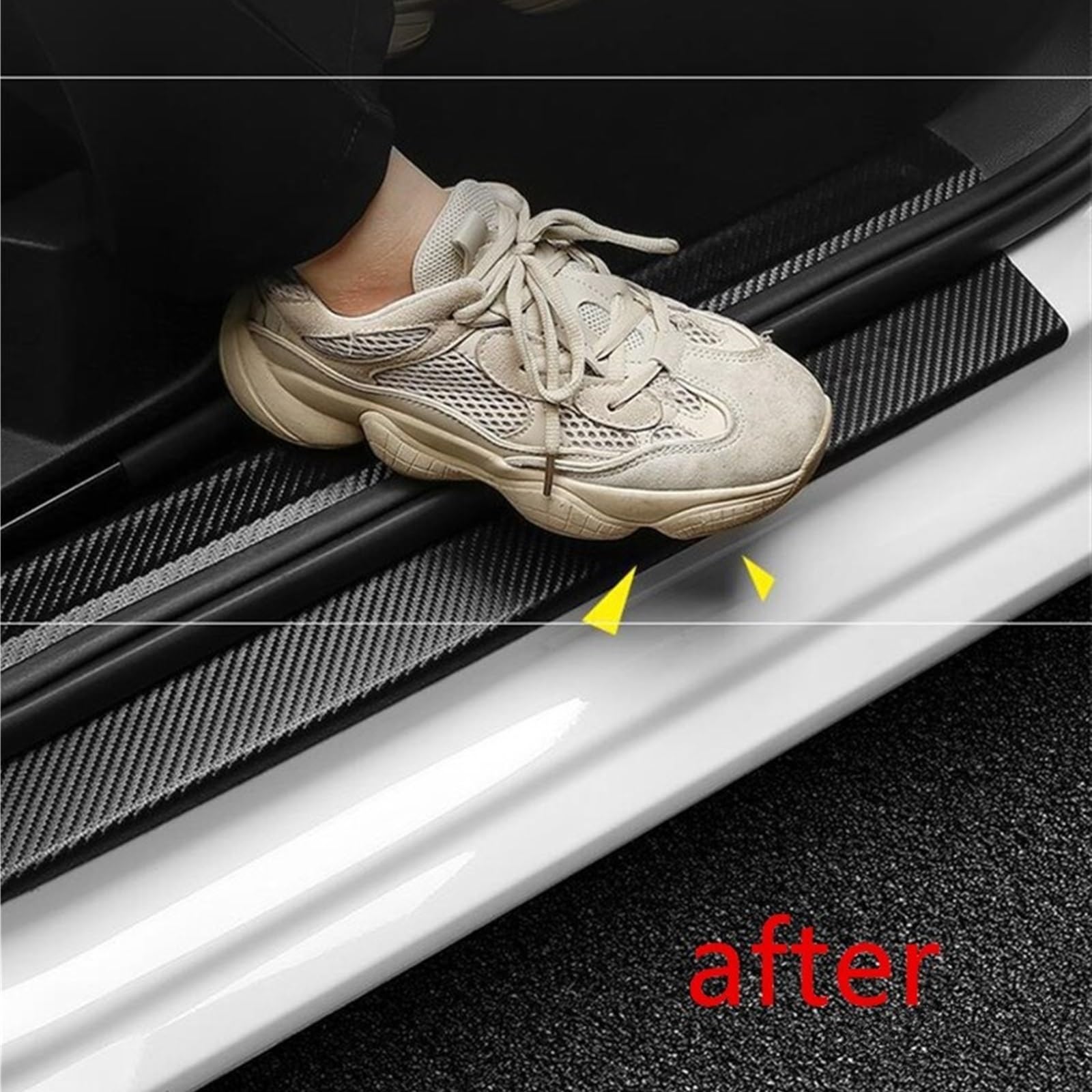 Tira Protectora de Parachoques Tira Adhesiva Protectora de Fibra Carbono 10 cm para Parachoques Coche, protección para umbral Puerta, Cinta Decorativa Antideslizante(10cmx100cm)