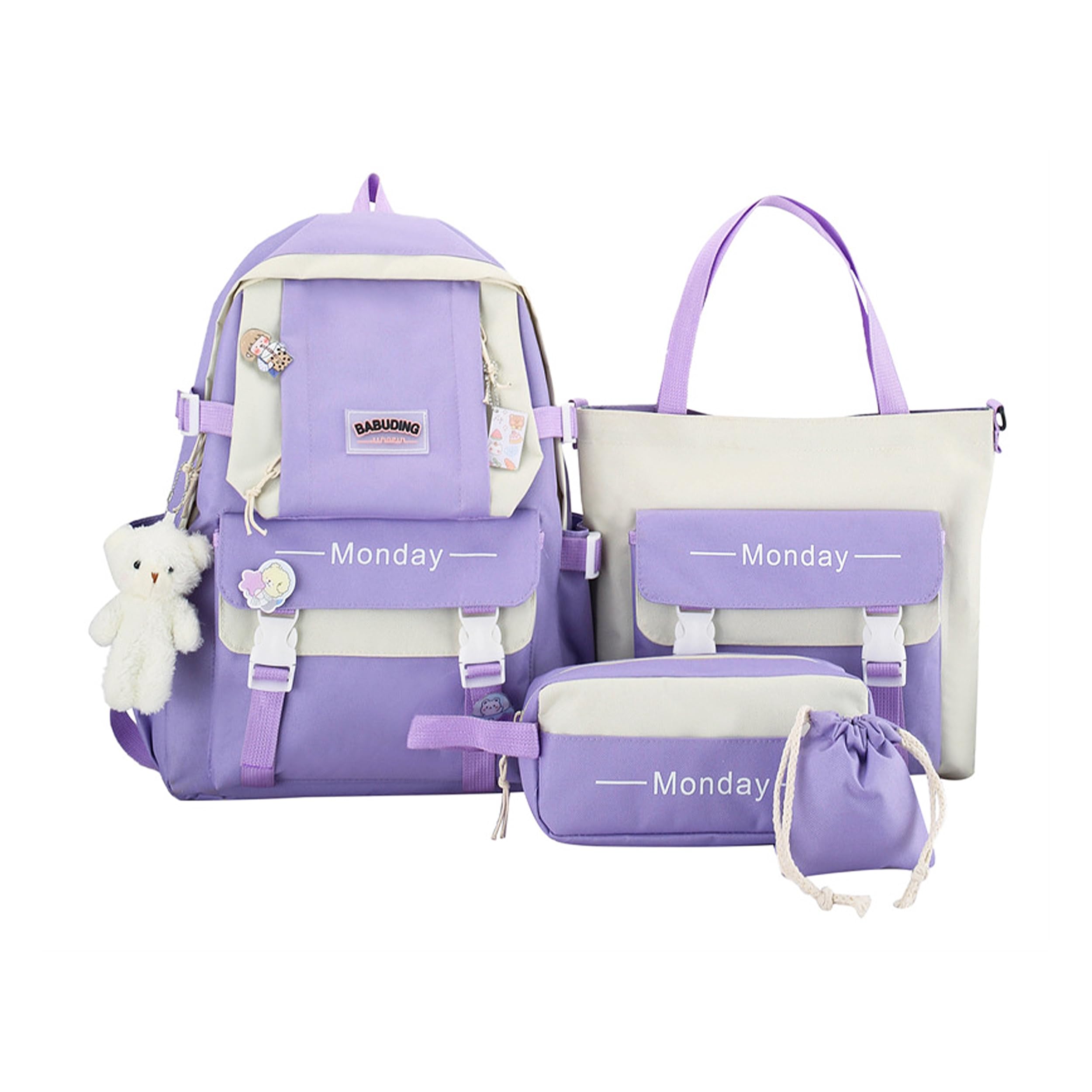 Yindella Girls Backpack Set of 4 Cute Schoolbag Waterproof Multi-Pocket Campus School Bag for Large Capacity Daypacks for Middle Junior High School Student (Purple) (B0CR78KNJW) Amazon Price History, Amazon Price Tracker