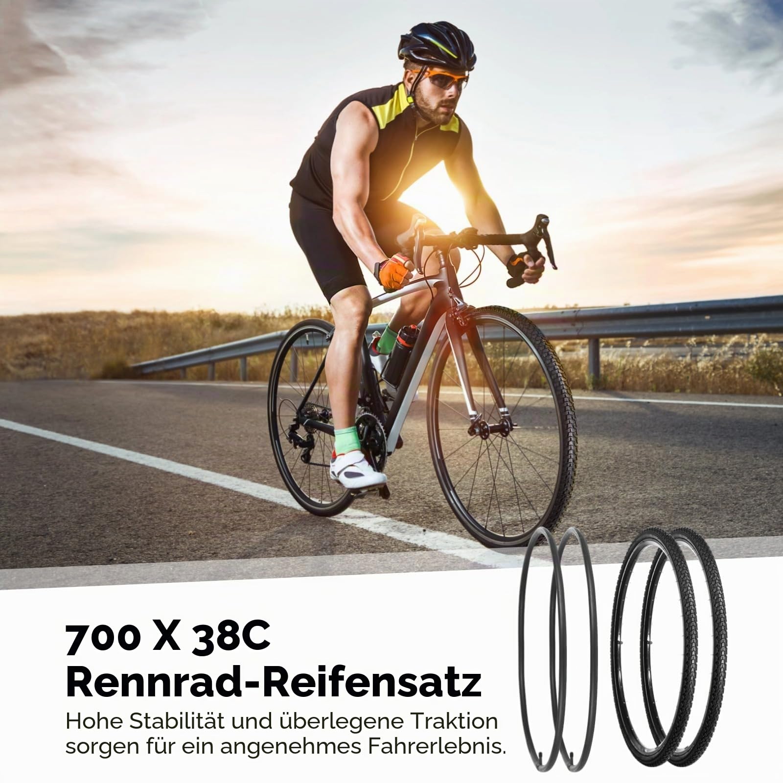 yeesport 2er Pack 700x38c Fahrradreifen 40-622 28 Zoll Faltreifen mit Schläuchen A/V 48mm Gravel Reifen 28x1.50 fahrradmantel 28 Zoll Fahrrad Reifen 28zoll für Asphalt Beton Urban Rural