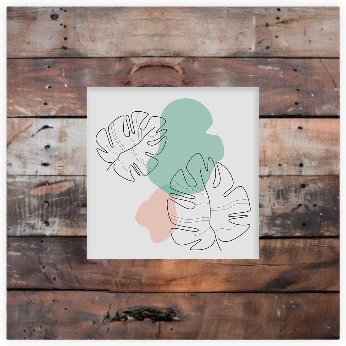 Old Barn Door Wooden Pattern Picture Frames 8x8, Wood Photo Frame for Vertical or Horizontal Display Pictures 6x6 with Mat or 8x8 without Mat