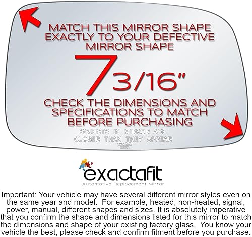 Miniatura 2 de exactafit 8201R Espejo lateral del pasajero de repuesto derecho compatible con Toyota Solara 2004-2008