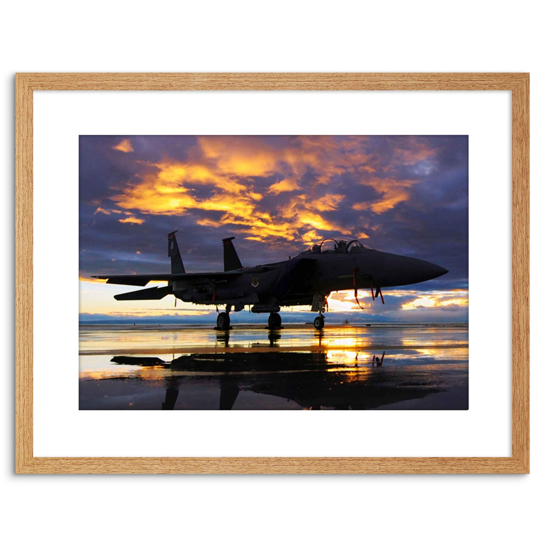 Wee Blue Coo Photo Military Aircraft Fighter Bomber Jet Sunset Framed Wall Art Print