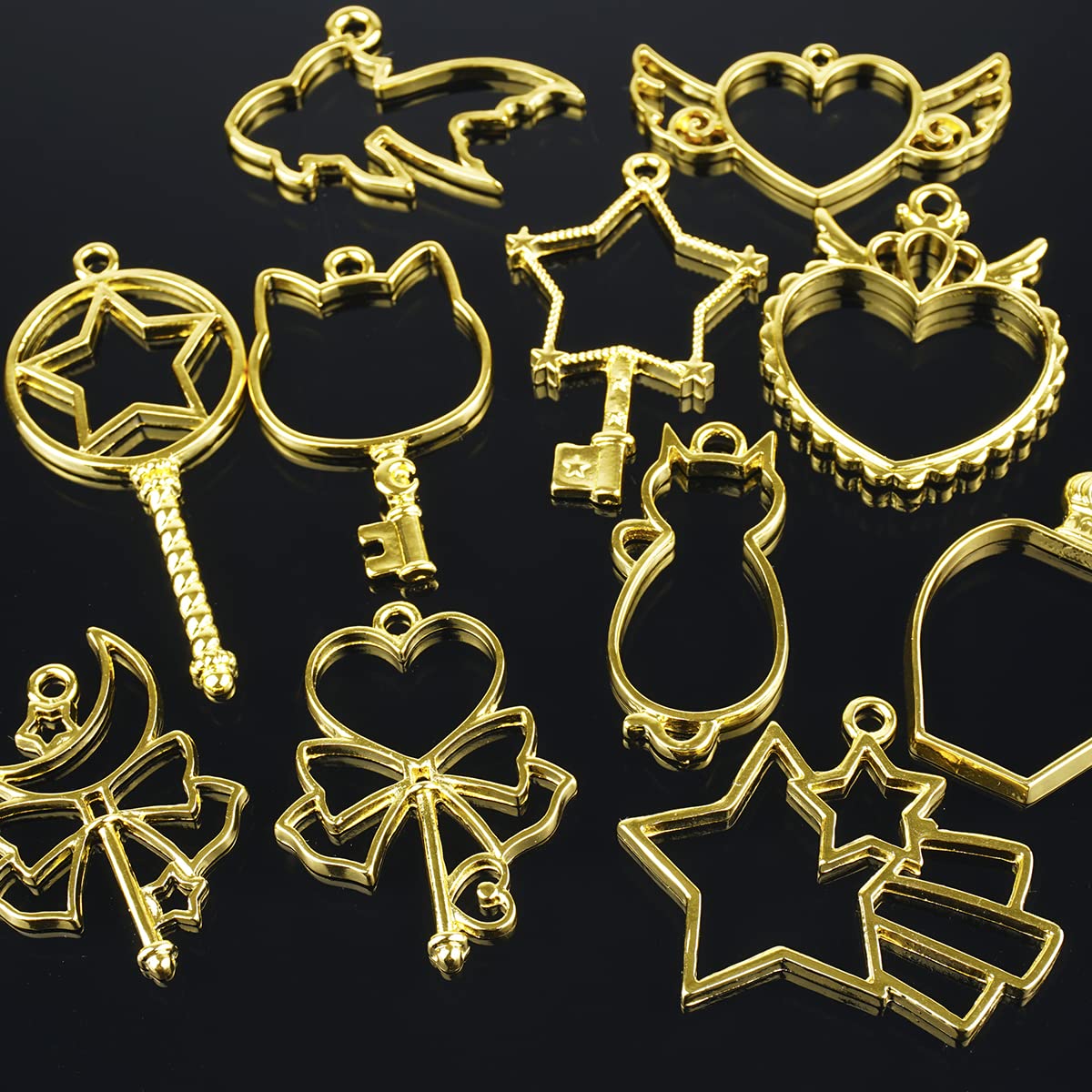 Amazon | レジン枠 空枠 フレーム 11種22個 大量 セット カン付き  