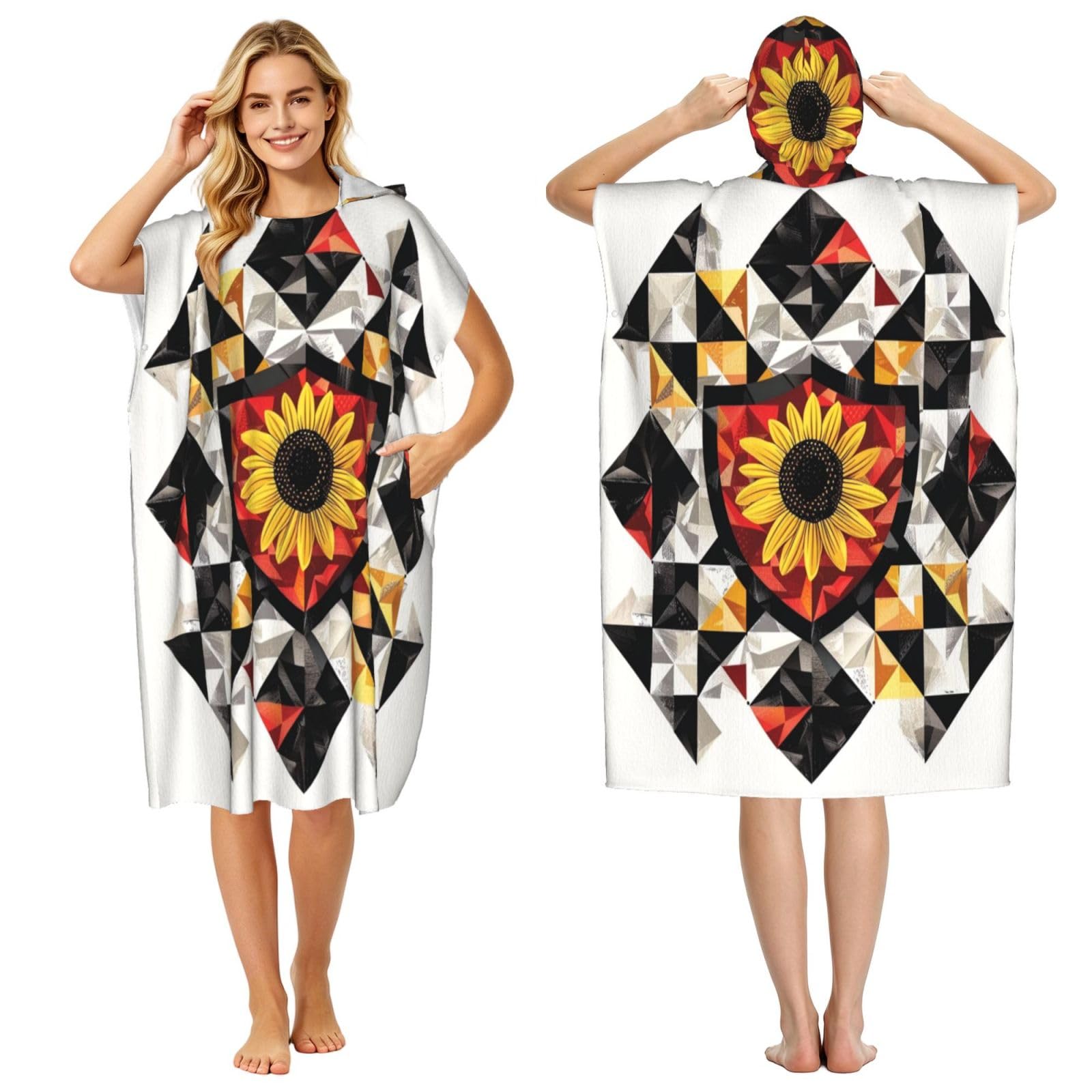 DTHKJNLSF Maryland State Flag Adult Hooded Beach Poncho Towel