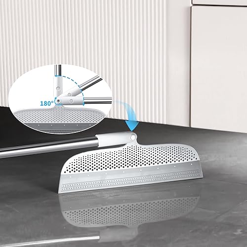 Miniatura 6 de Escoba de goma para escoba para piso, mango largo de 51.77 pulgadas, raspador multifunción de silicona, escoba de suelo, removedor de pelo de