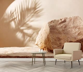 Wall Mural Natural Stone Palm Leaf Shadow Peel and Stick Wallpaper Removable Self Adhesive Large Mural Wall Decor for Living Room Bedroom Kids Room 69''x96''