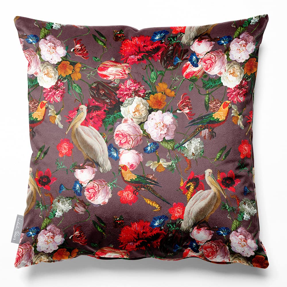 Izabela Peters Italian Grape Eco-Friendly Velvet Cushions - Filled, 40 Cm, Peruvian Paradise - Chair & Sofa Seat Cushions