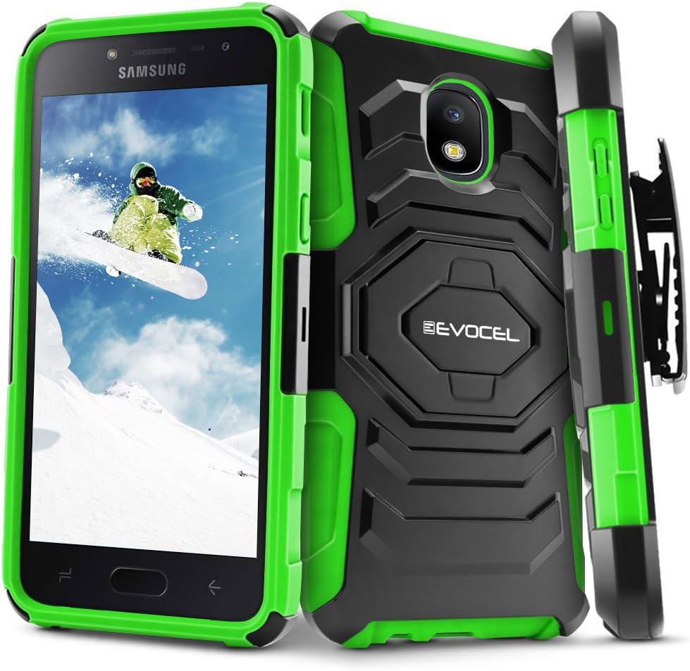 Galaxy J7 2018 / J7 Refine / J7 V 2nd Gen / J7 Star Case, Evocel [New Generation Series] Belt Clip Holster, Kickstand, & Dual Layer for Samsung J7 Top / J7 Crown / SM-J737P, Green