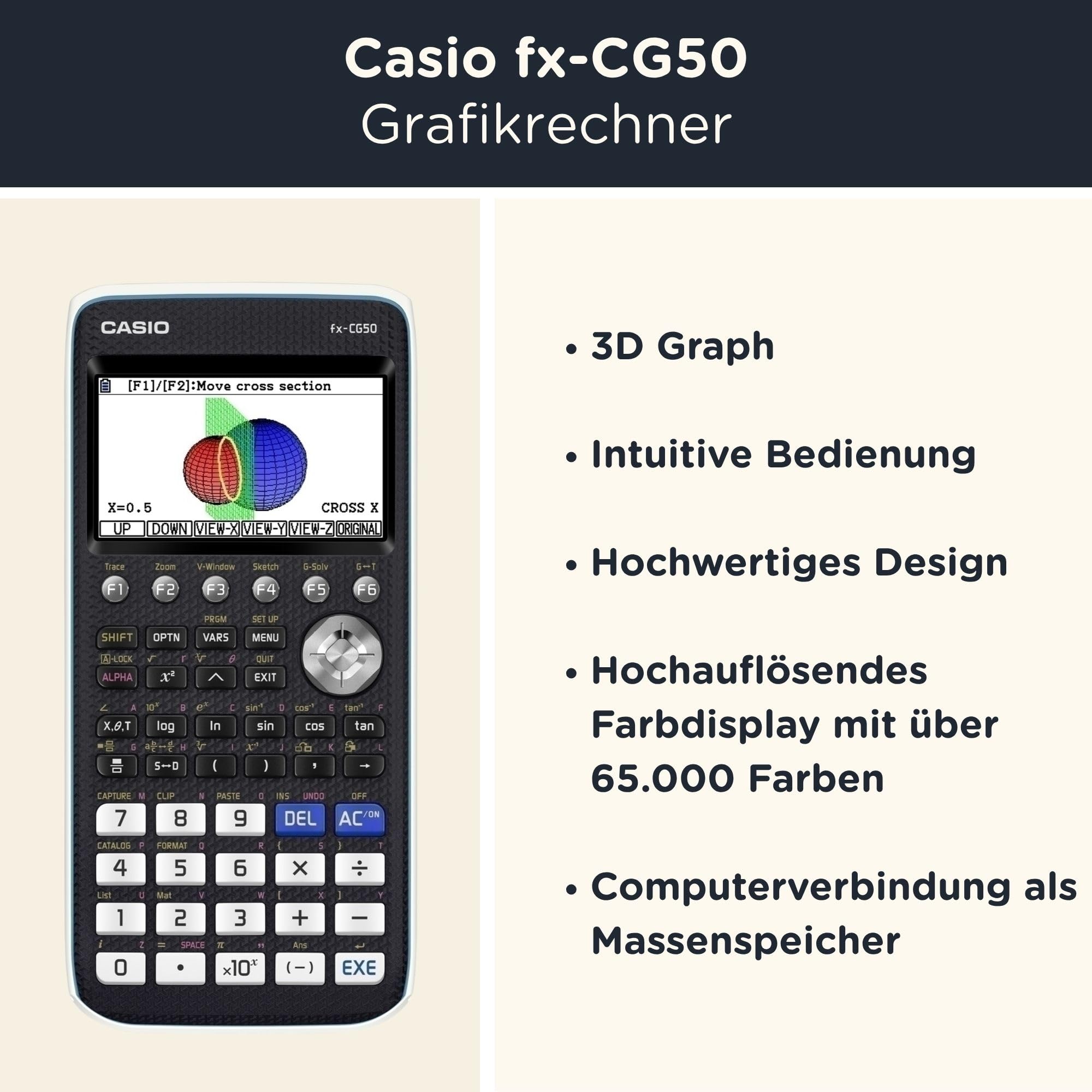 Casio fx-CG50 inkl. WYNGS Schutztasche Dunkelgrau - Grafikrechner - Basic Set