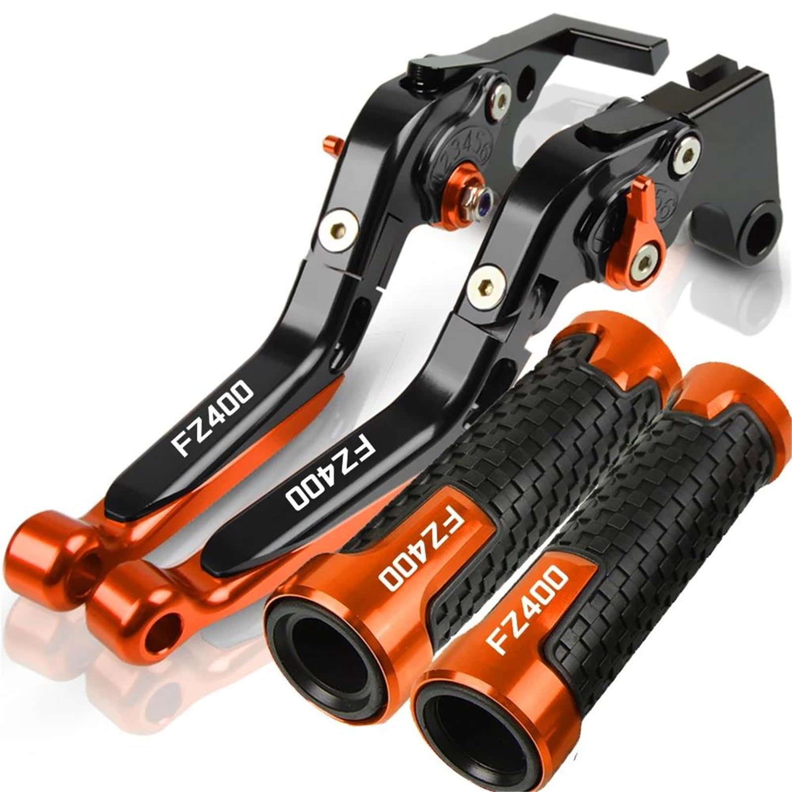 Tgvselpj Orange 2 Motorcycle Part Motorcycle Extendable Adjustable Clutch Brake Levers Controller Lever Handle For Y-Amaha Fz400 Fz-400 1986-1988(Orange 2)