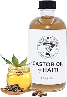 Papa Rozier Farms Pure Organic Castor Oil for Hair Growth, Skin Moisturizer, Grow Eyelashes, Eyebrows and Nails Treatment, 8 Fluid Ounces, Pack of 1