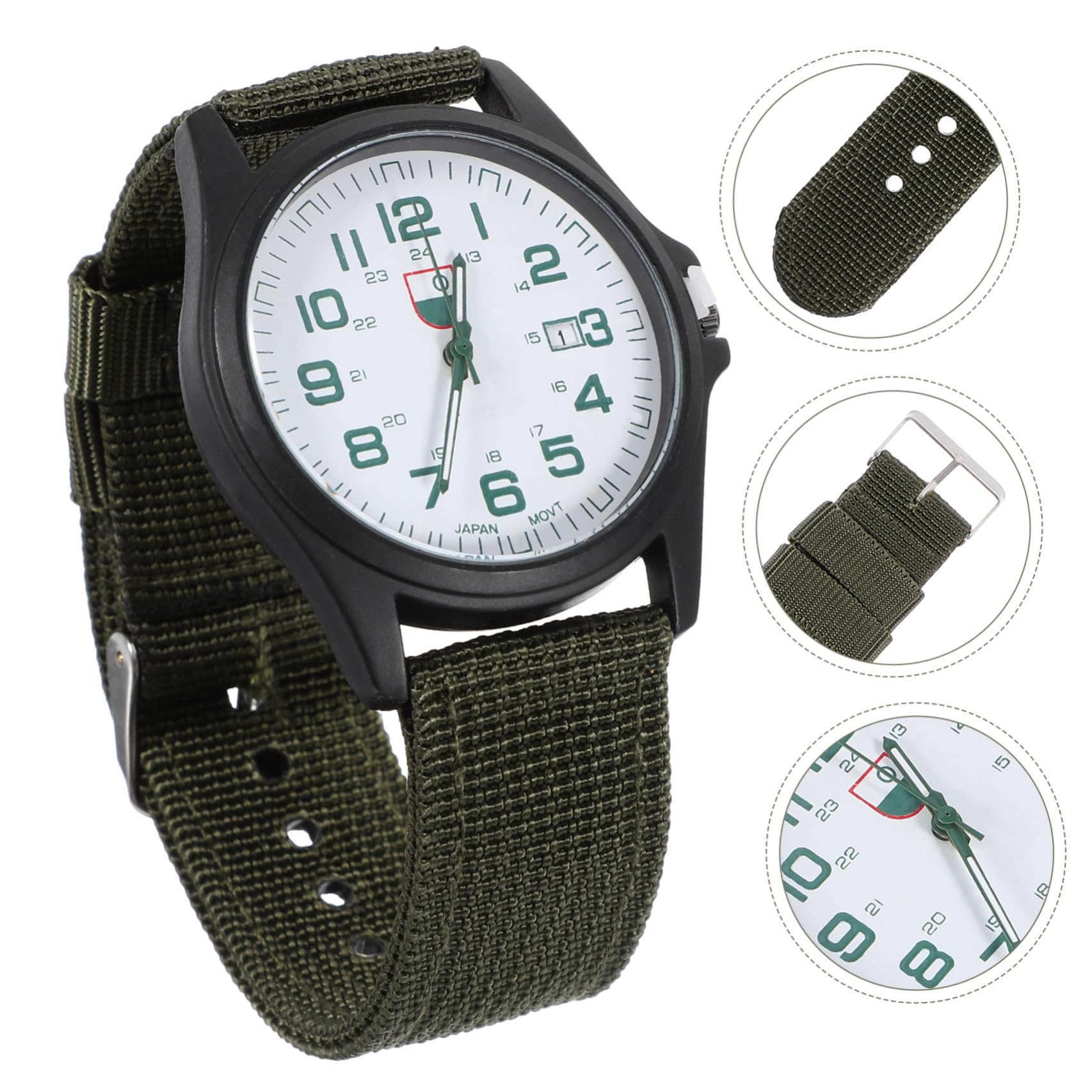 ifundom Orologio Militare da Uomo al Quarzo Cinturino in Nailon Verde, Calendario e Design Creativo, Orologio Sportivo Puntuale per Uso Quotidiano