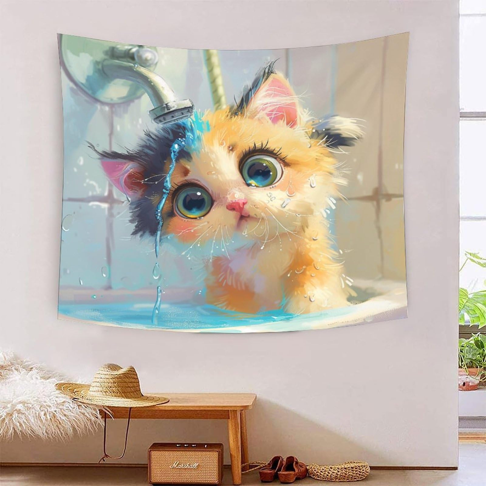 Couverture murale 3D chat mignon pour un salon cocooning et chaleureux - 7