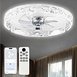 Hivento Ventilador de Teto com Aplicativo & Controle Remoto, Luz LED Regulável de 3000K-6000K, Ventilador DC Reversível de 6 Velocidades Silencioso, Dupla Voltagem 110V/220V