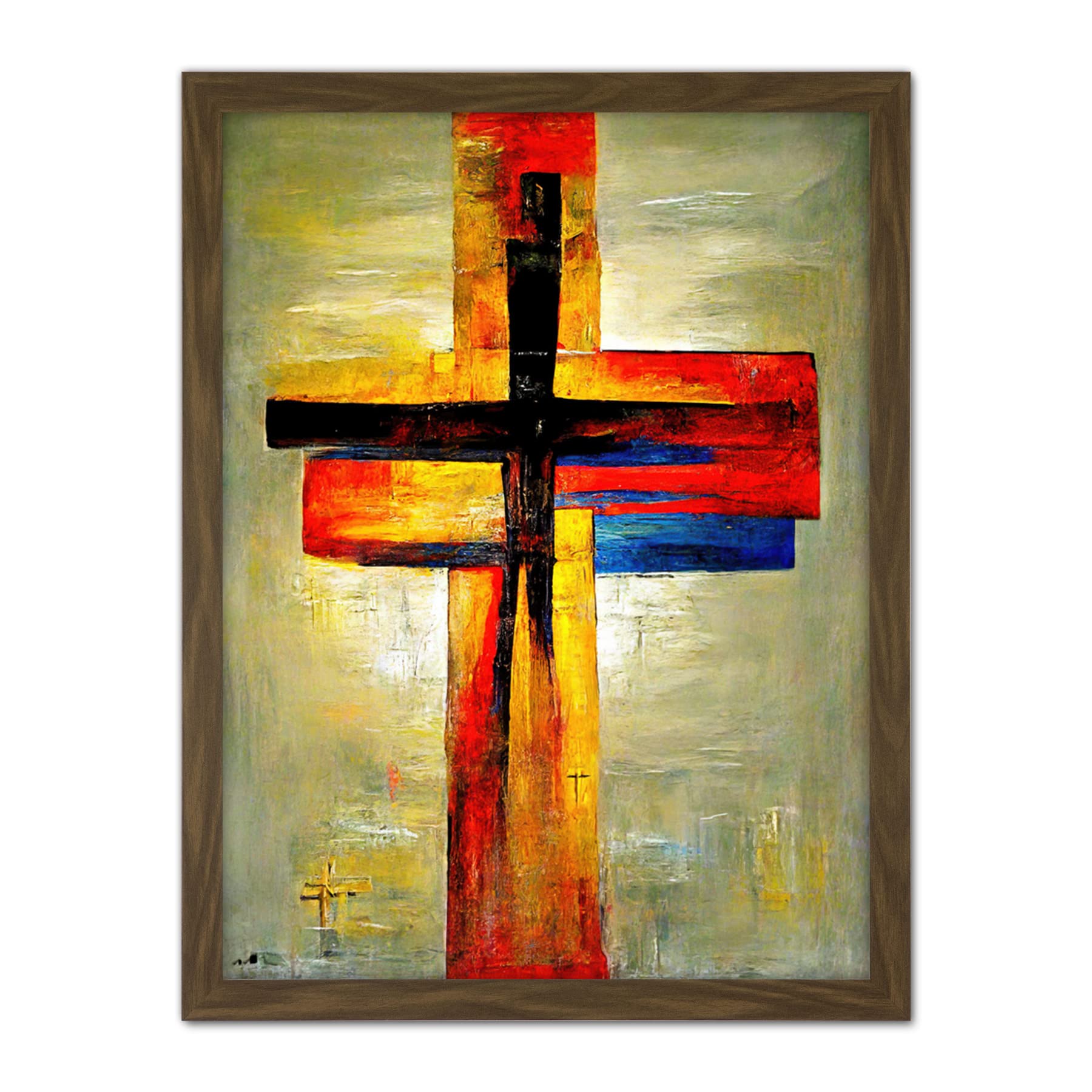 Doppelganger33 LTD Christian Modern Crucifixion Cross Jesus Artwork Framed Wall Art Print 18X24 Inch