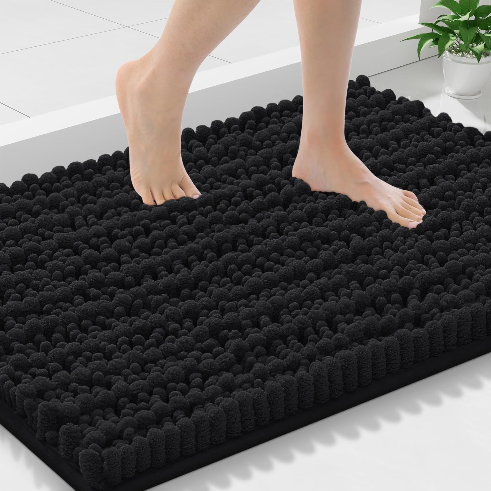 Smiry Bathroom Rugs 30X18, Extra Soft Rubber Backing Chenille Bath Mats