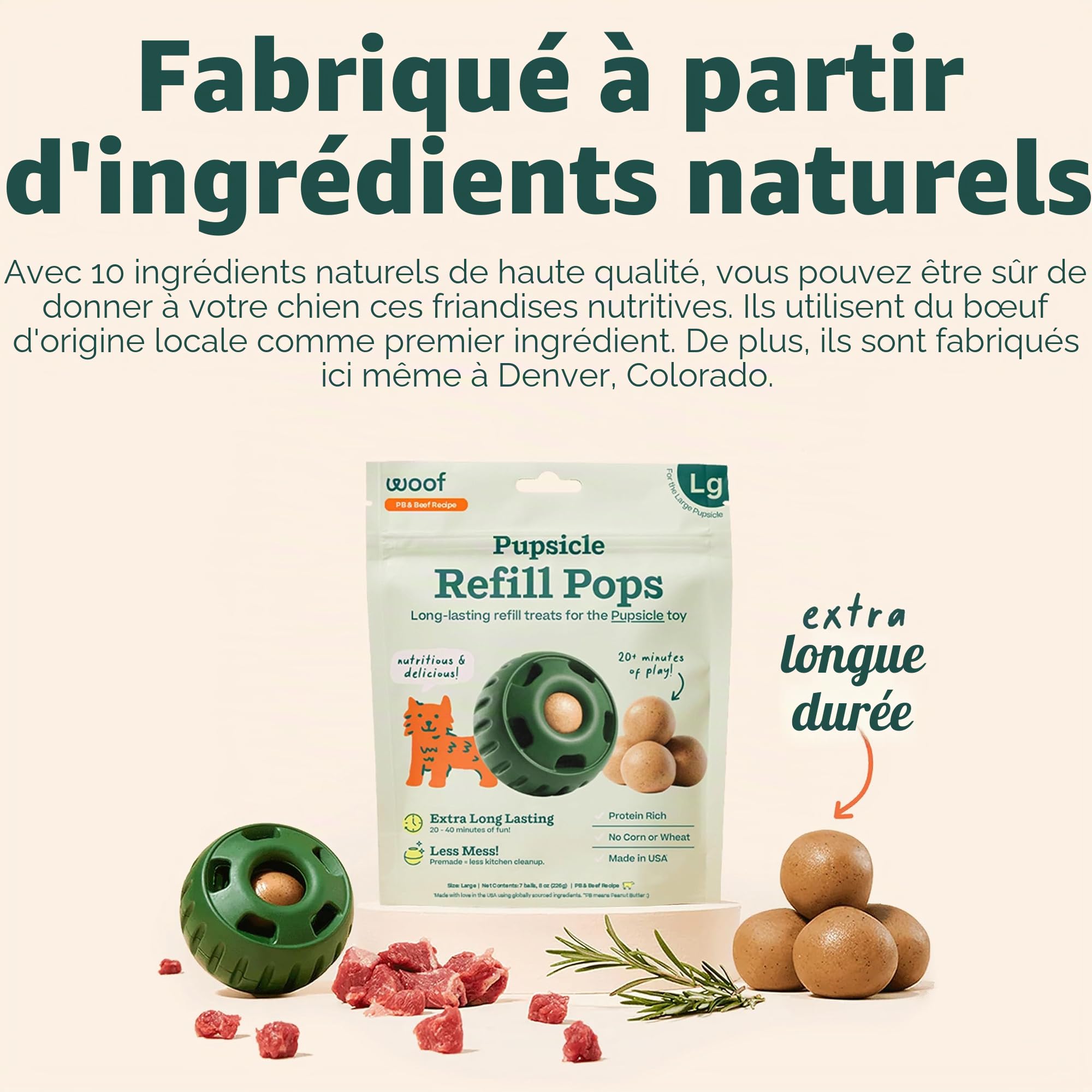 WOOF Pupsicle Pops, délicieuses friandises pour chiens de longue durée, recharges pour chiot, friandises de rechange préfabriquées pour chiens, ingrédients naturels, friandises pour animaux de