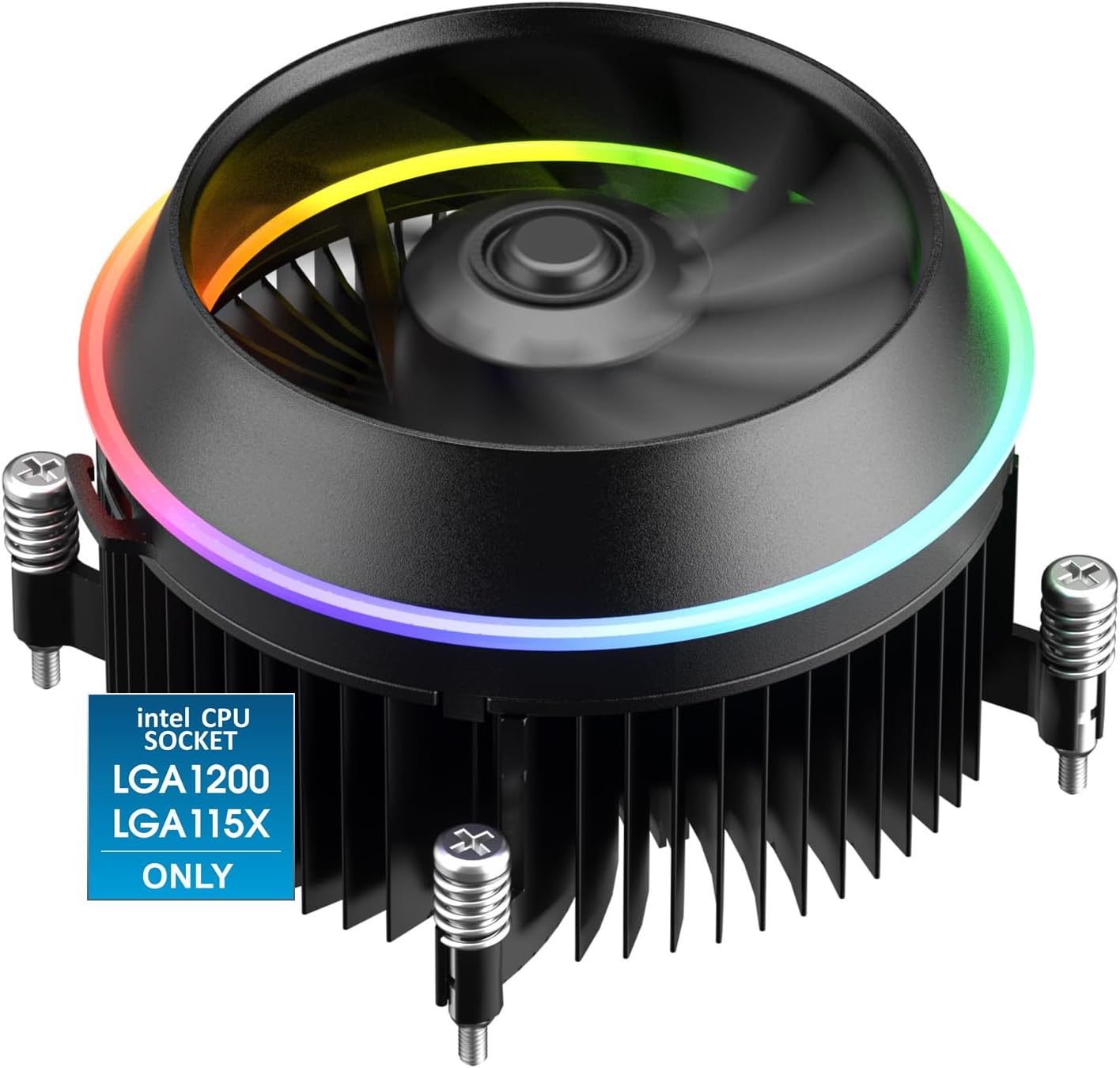 Vetroo Shadow Low-Profile CPU Cooler, 90mm Addressable RGB & PWM Fan, Premium Aluminum Fins 95W TDP Air Cooler for Intel LGA 1200/115X