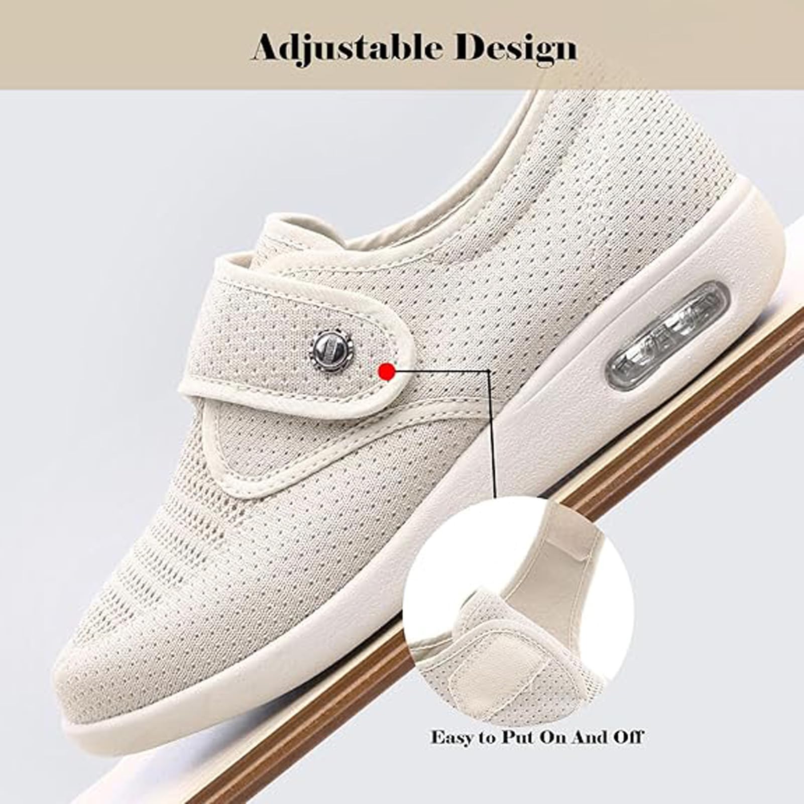 Zapatos para Caminar Transpirables, Anchos Ancianos Zapatos Caminar, Cierre Ajustable, Deportivos Casuales Ajustables, para Diabéticos, Pies Hinchados Artritis Edema