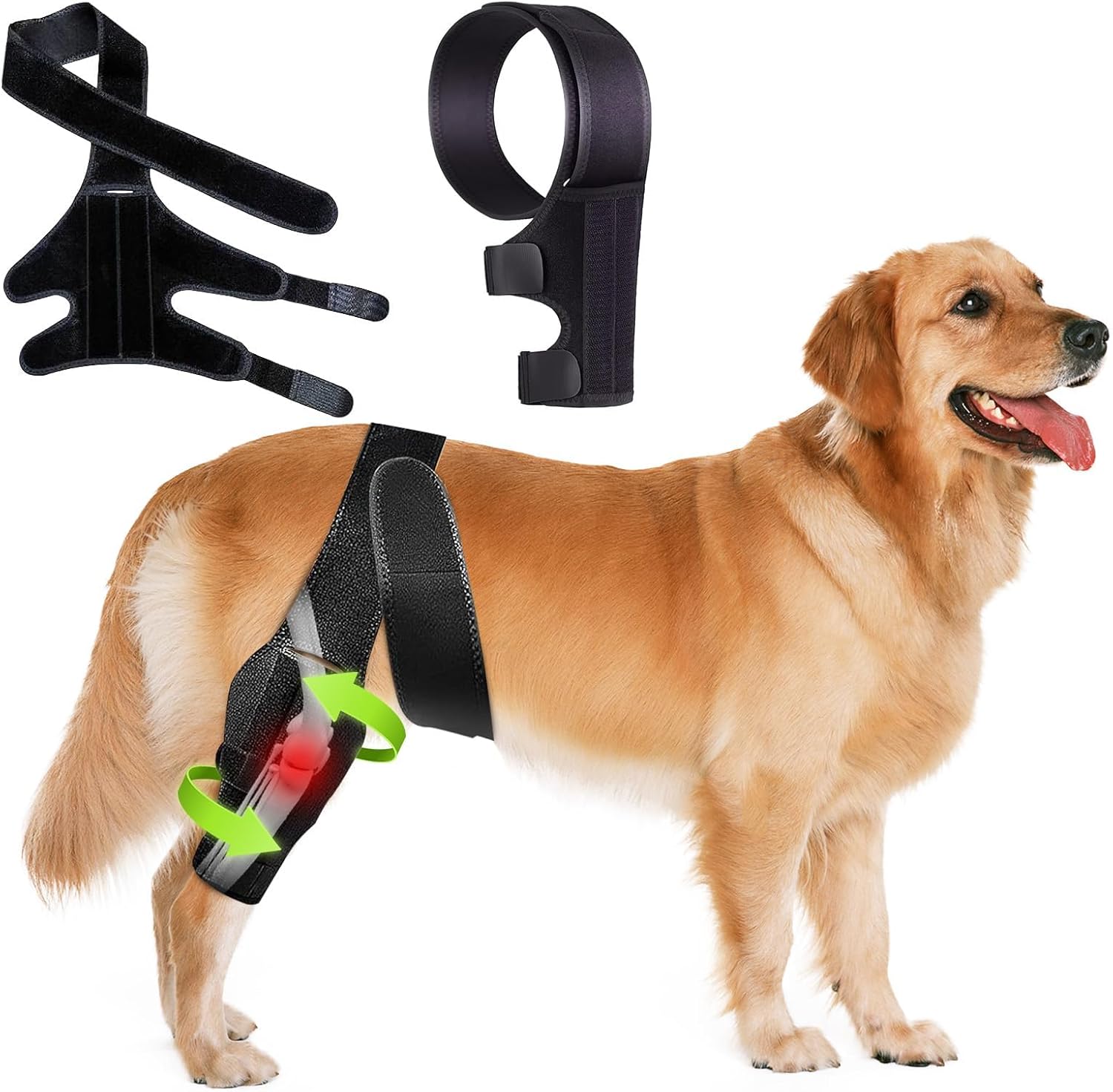 Dog Knee Brace for ACL CCL Support – Adjustable Compression Brace with Side Stabilizers for Torn ACL Hind Leg, Breathable Neoprene, Post Surgery Recovery, Fits Small & Medium Dogs (M)