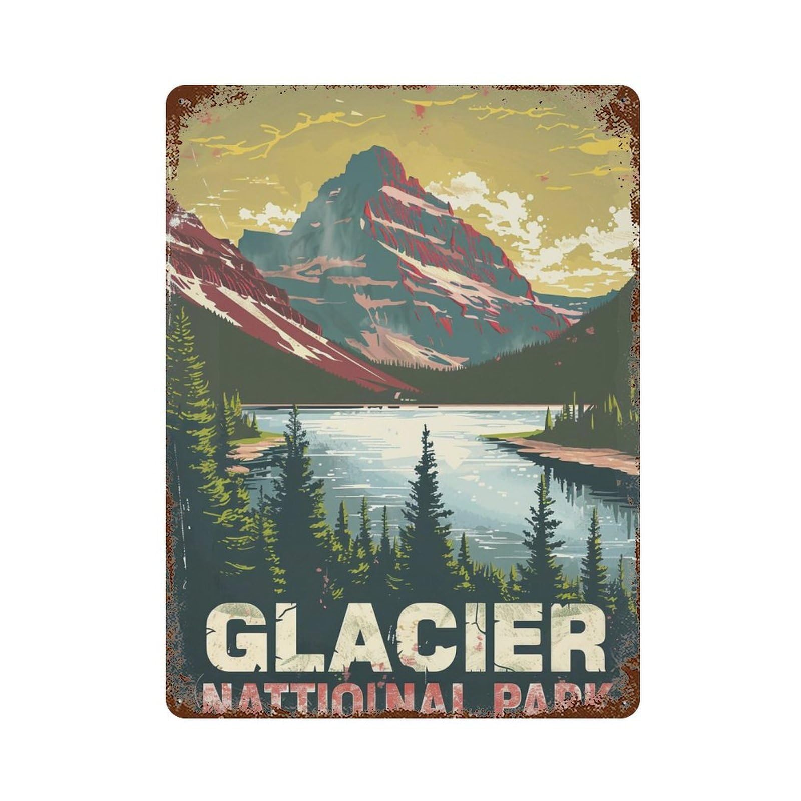 FHUYEURHRY Mid Century Glacier National Park 03 Wall Decor Retro Iron Vintage Art Metal Tin Sign Poster Modern Home Cofffee Club Art Bar Shop Decorations Style-31 40x30cm