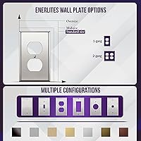 Vista 82 de ENERLITES Placa de pared de metal dúplex para receptáculos, cubierta de salida de acero inoxidable, resistente a la corrosión, tamaño de 1 banda