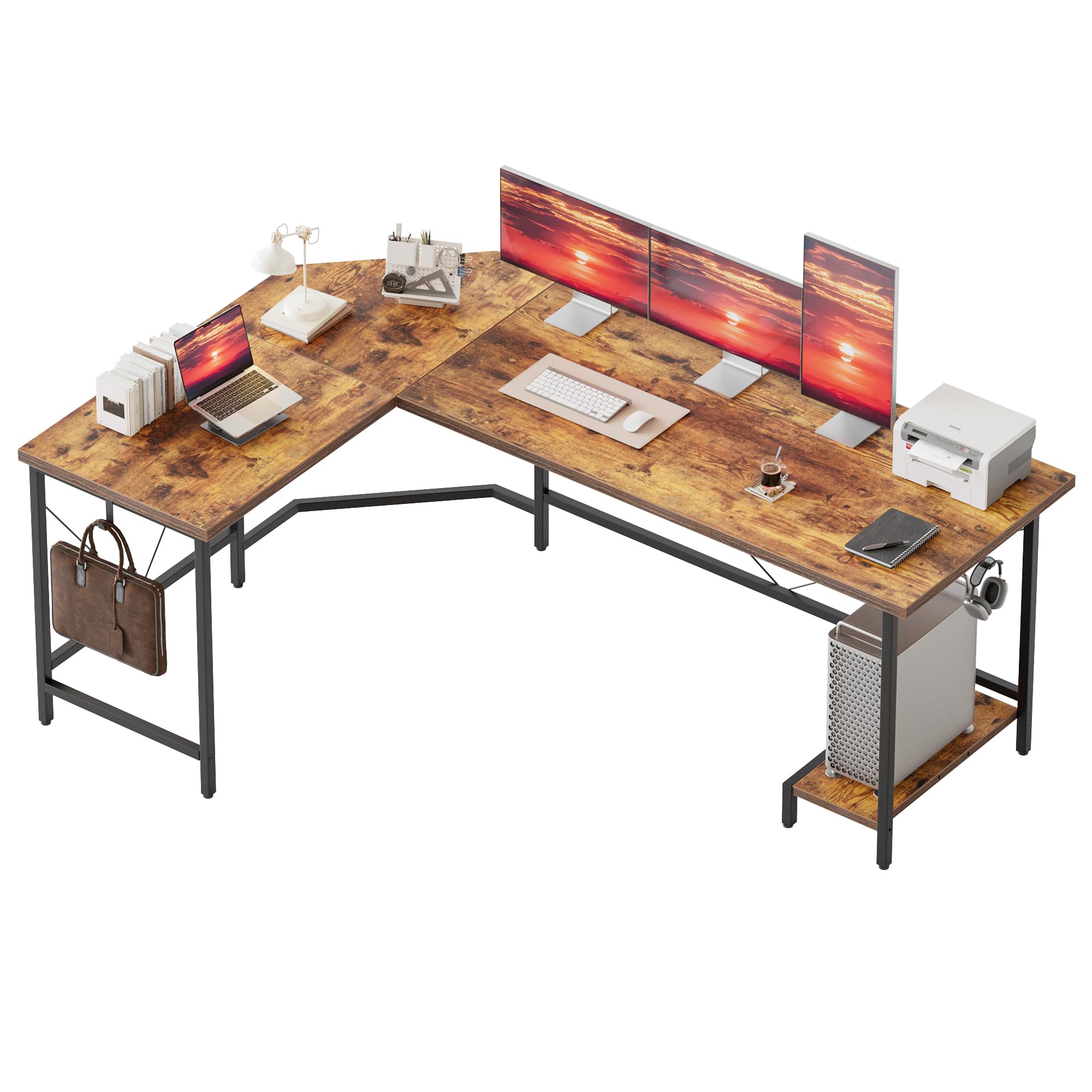 Amazon.com: Mericonia 59 inch L Shaped Desk with CPU Stand, Large