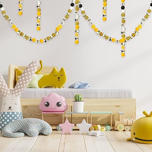 Miniatura 7 de 200 cuentas de madera coloridas pintadas de primavera cuentas decorativas cuentas de madera pulida cuentas rústicas redondas con cuerda para hacer