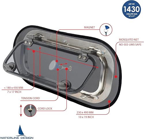 Miniatura 3 de | Pantalla de insectos para portlights/Windows Mosquitera en tamaño universal, se monta desde el interior con imán. Se adapta a todas las marcas.