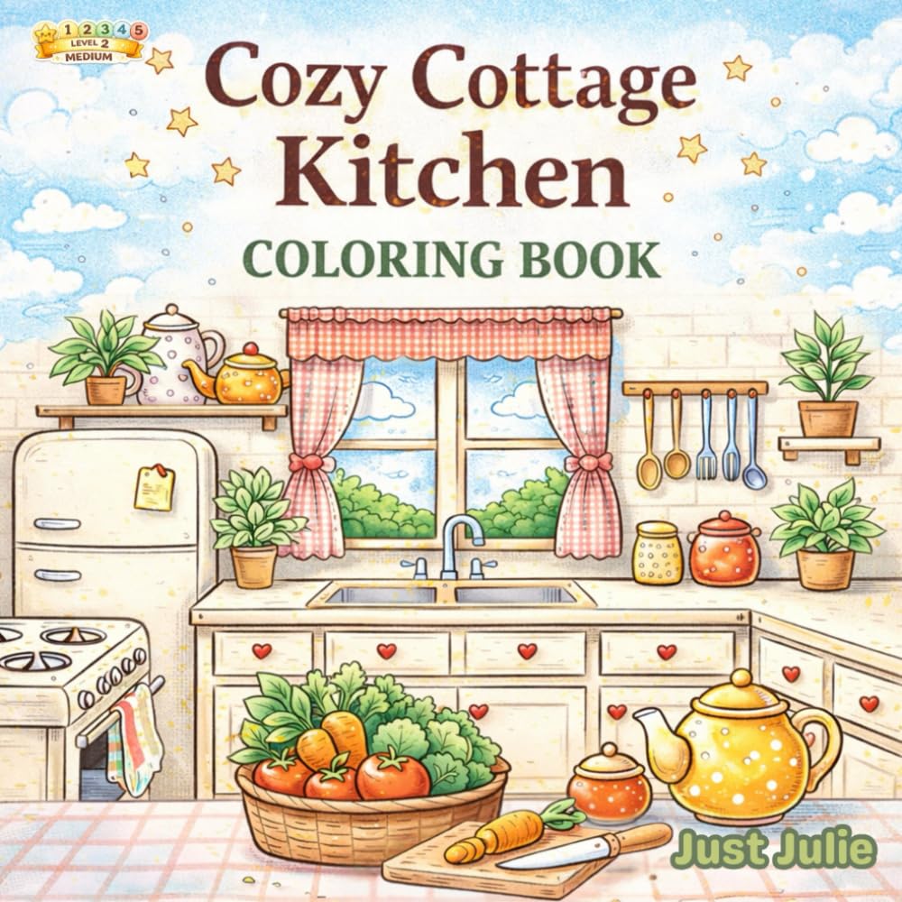 Cozy Cottage Kitchen Coloring Book