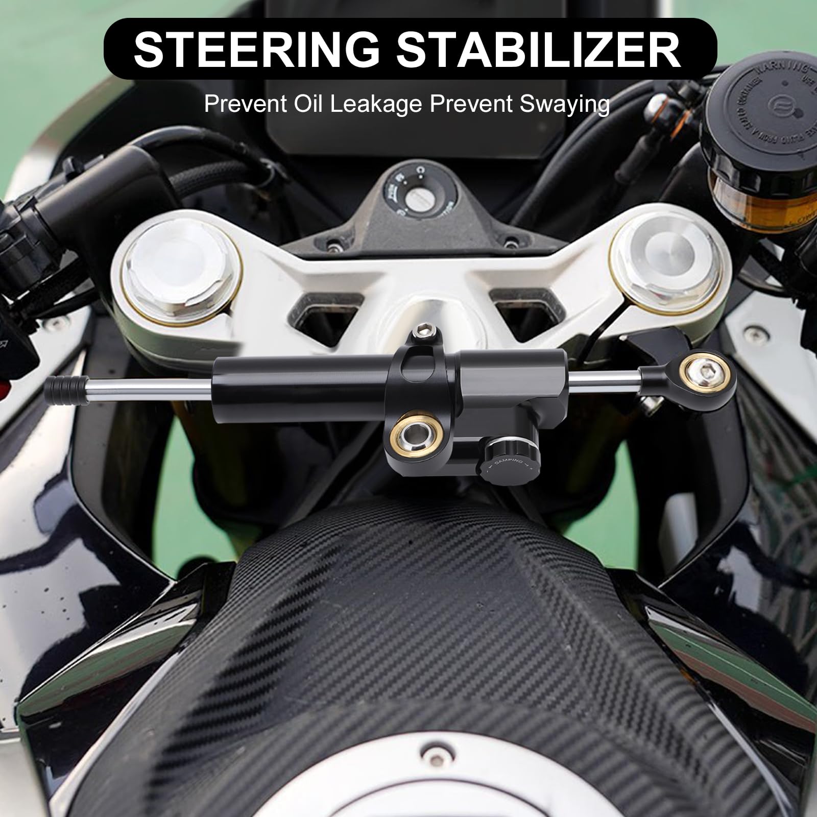 KIMISS Amortisseur de direction avec support, stabilisateur de direction universel en aluminium pour moto, contrôle de sécurité inversé linéaire