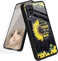 Vista 151 de Funda para Samsung Galaxy A12 5G con protector de pantalla, parte trasera de vidrio templado + TPU de silicona suave que absorbe los golpes