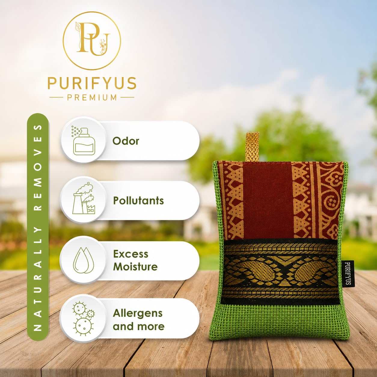 Purifyus Premium Bamboo Charcoal Air Purifier Bag | Removes Odor, Smoke & Humidity | Reusable Non Electric Air Freshener for Home & Car 500 Gram 2