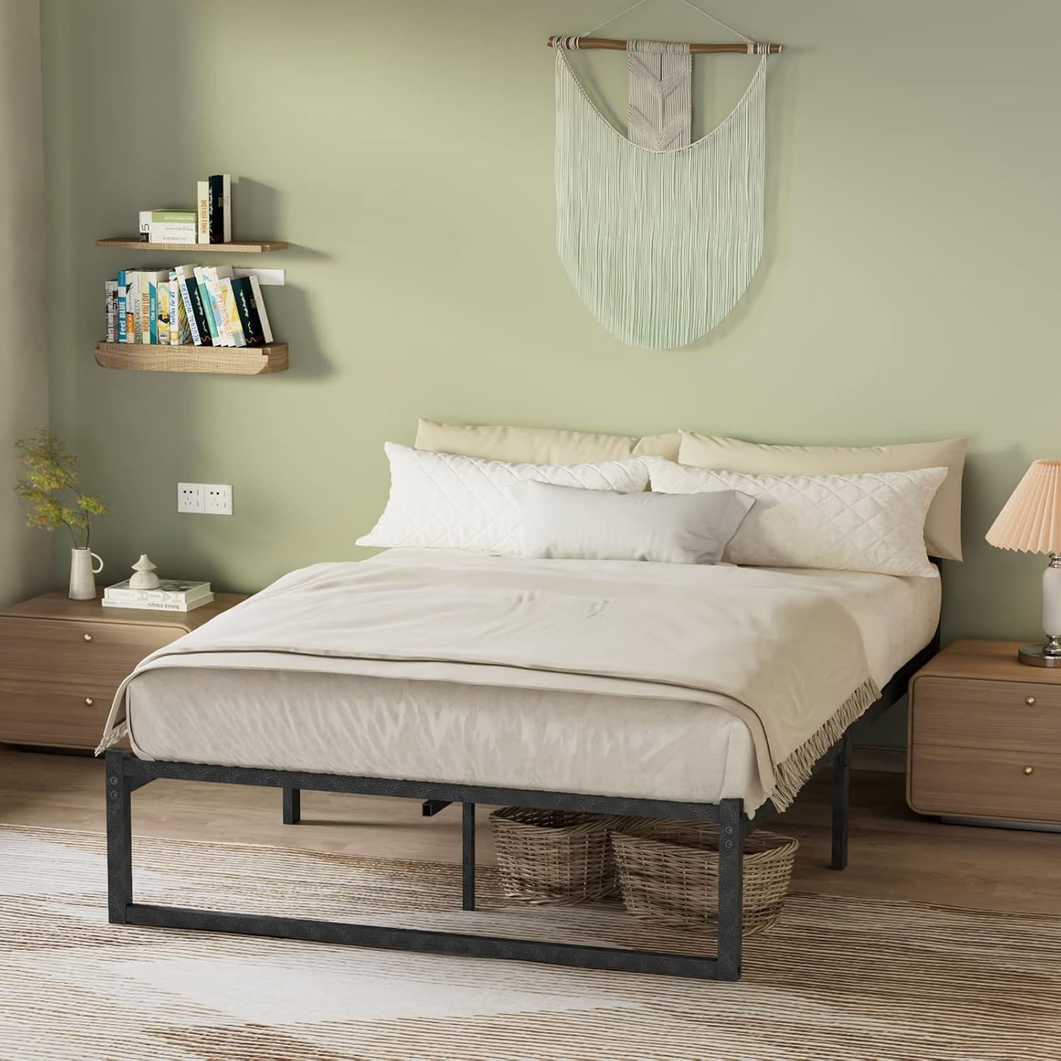 Noillats Full Size Bed Frame, Heavy Duty Metal Platform Bed