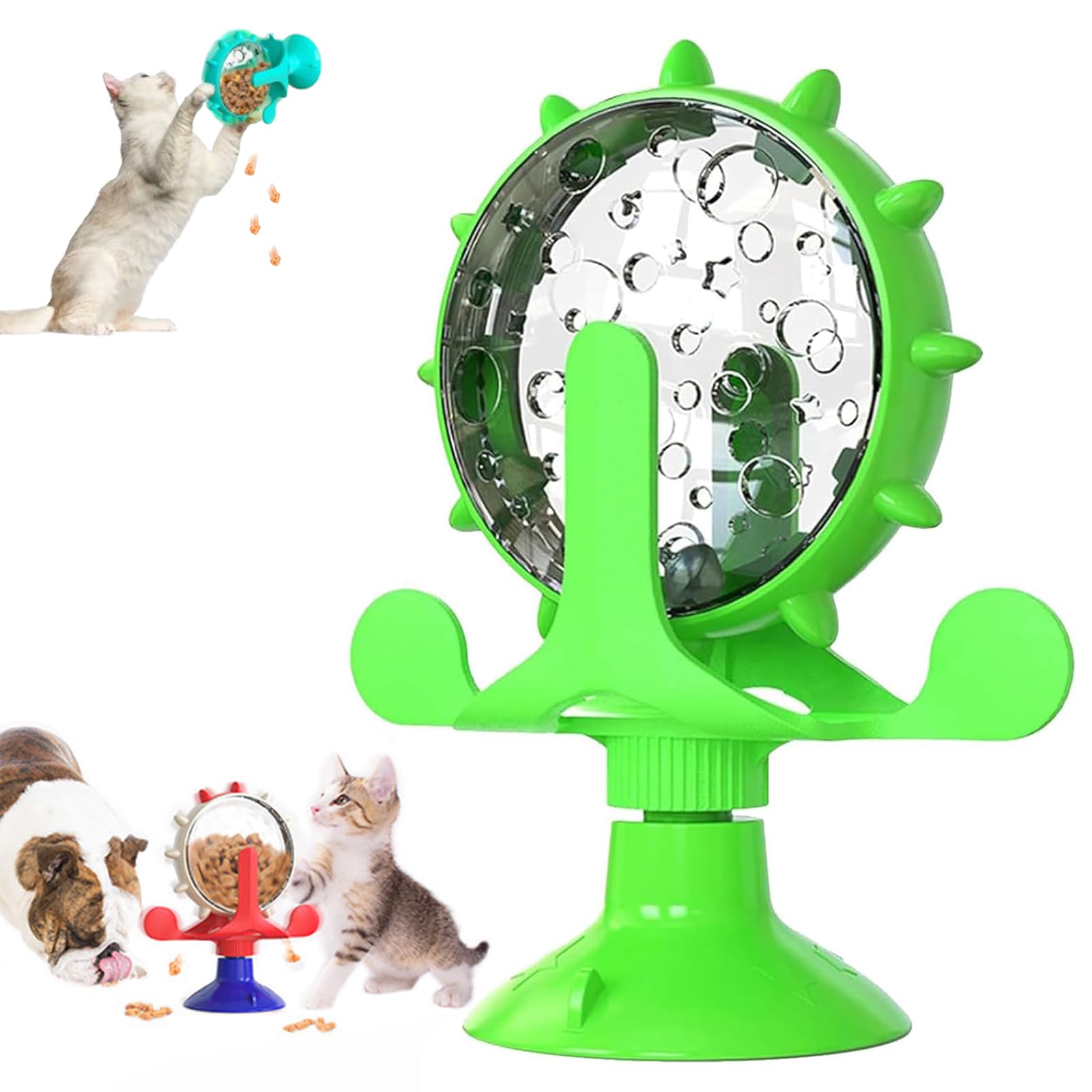 Food Spinning Windmill Dog,2-in-1 Interactive Dog Puzzle Toy & Slow Feeder,pet Puzzle Food Leaking Ball Toy,2025 New 360° Rotating Windmill Treat Dispenser,Cat Wheel Treat Dispensing Slow Feeder Toy