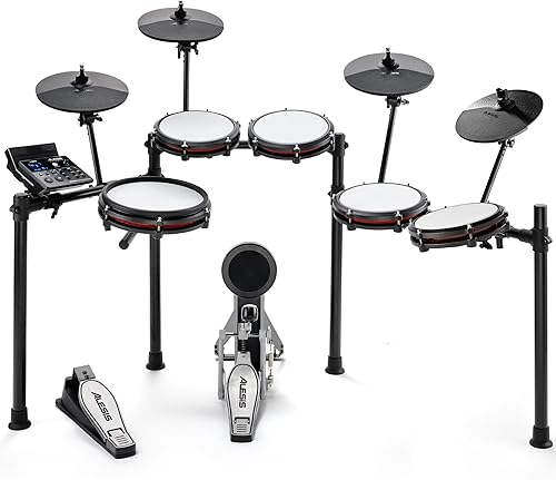 Alesis Nitro Max Kit - Juego de batería eléctrica de 10 piezas con almohadillas de malla silenciosas, caja de doble zona de 10 pulgadas, Bluetooth,
