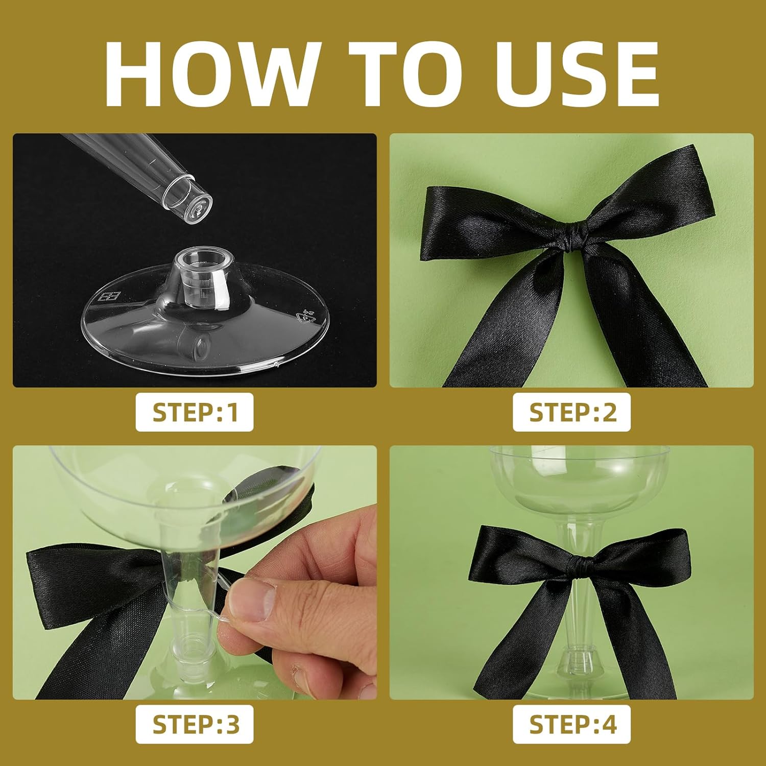 30 Set 5 Oz Acrylic Martini Glasses With Satin Ribbon Bow Decor Unbreakable Cocktail Glasses for Wedding Bachelor Birthday Party Martini Margarita Cocktail Dessert (black)